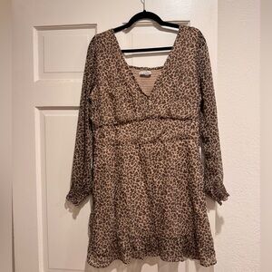 Leopard Long Sleeve Mini Dress
